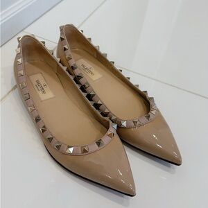 Valentino Women's Beige Studded Loafers